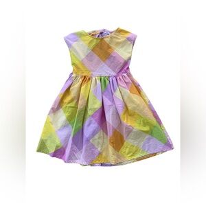 Mayoral Size 8 Sleeveless Pastel Colorful Diamond Check Plaid Open Back Dress